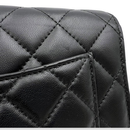 Chanel CC Pearl Crush Checkered Black Wallet On Chain in Lambskin, Light Gold hardware_11