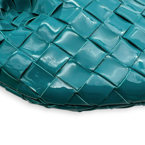 Bottega Veneta Jodie Top Handle Bag Blue in Patent Leather, Silver hardware_11