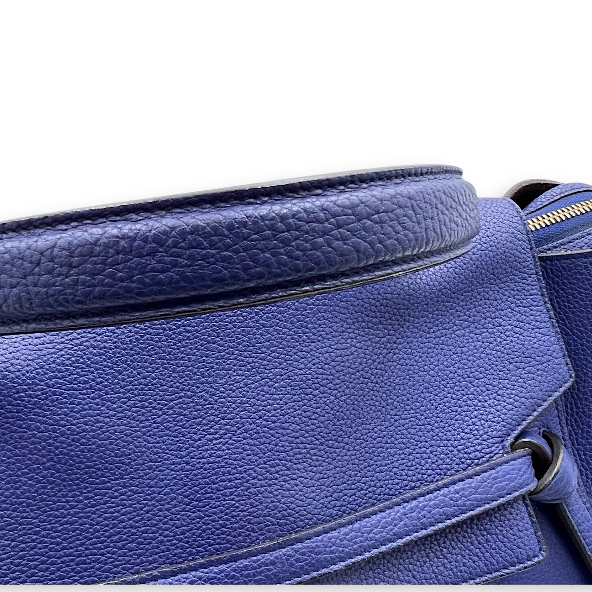 Celine Belt Bag Top Handle Bag Blue in Calfskin, Gold hardware_15