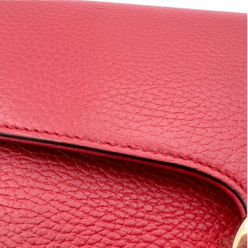 Gucci Interlocking G Shoulder Bag Red in Calfskin, Gold hardware_11