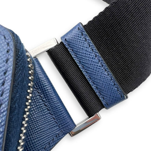 Prada Logo Belt Bag Blue in Saffiano Leather, Silver hardware_11