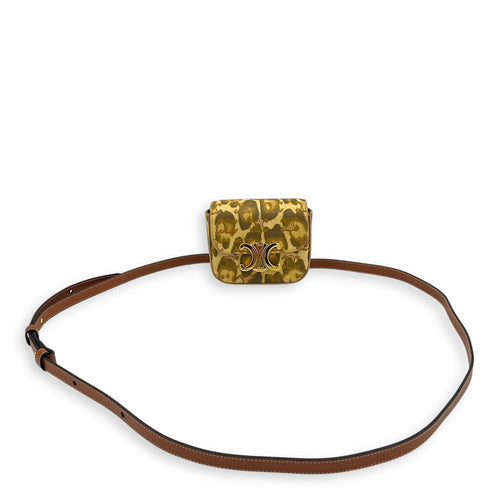 Celine Claude Mini Brown Crossbody Bag in Coated Canvas, Gold hardware_11