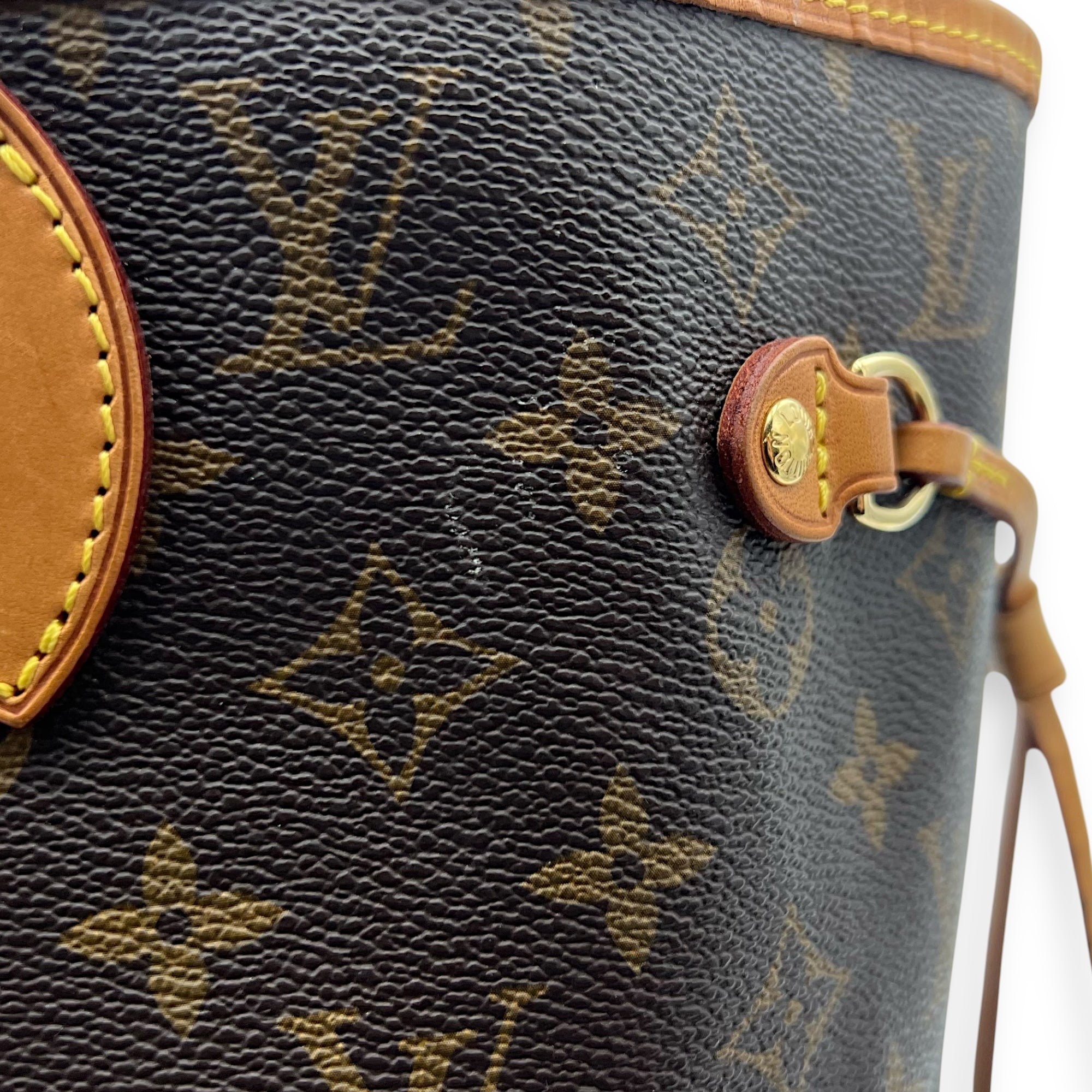 Louis Vuitton Neverfull MM Brown Tote Bag in Monogram Coated Canvas, Gold hardware_13