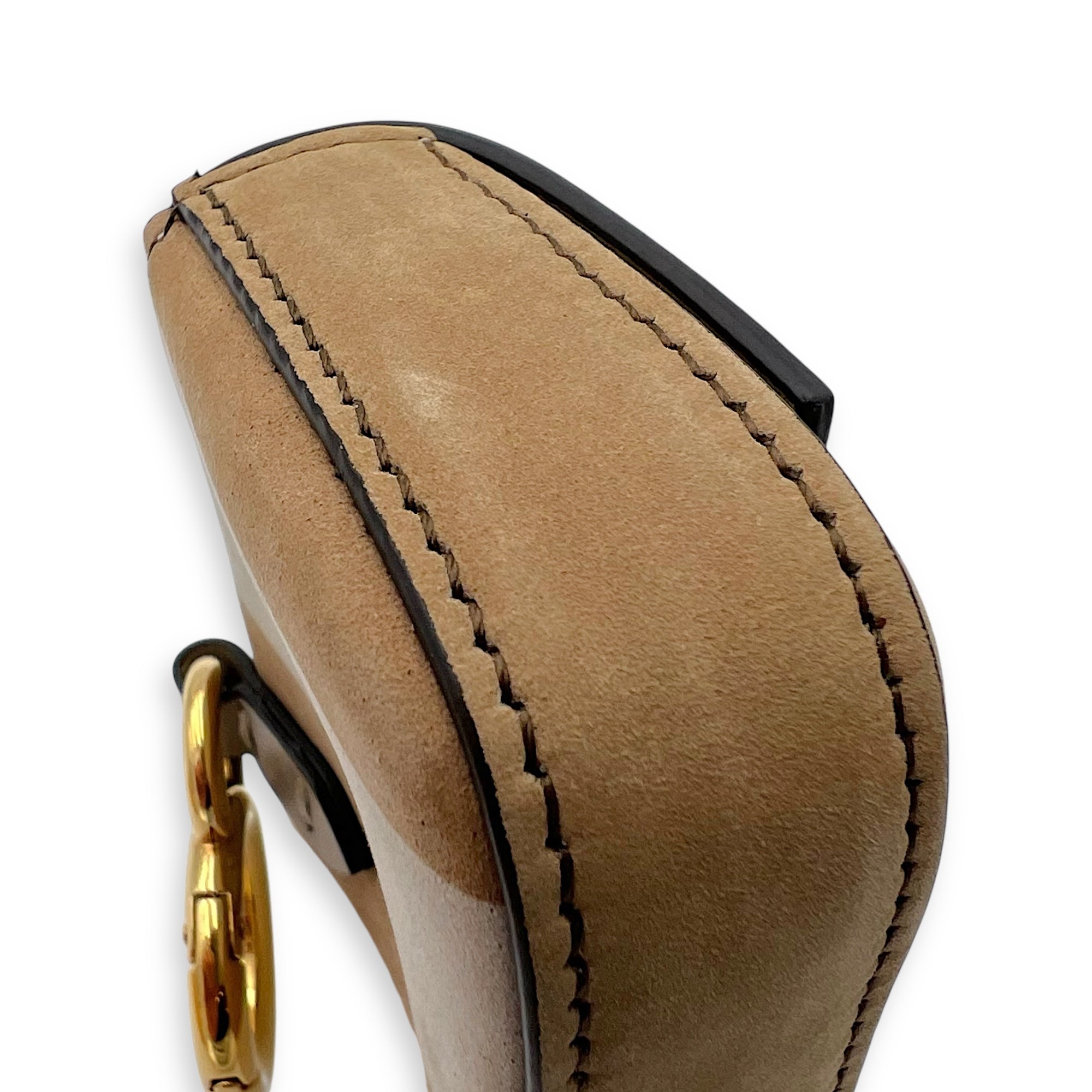 Fendi Baguette Nano Brown Crossbody Bag in Suede Leather, Gold hardware_11