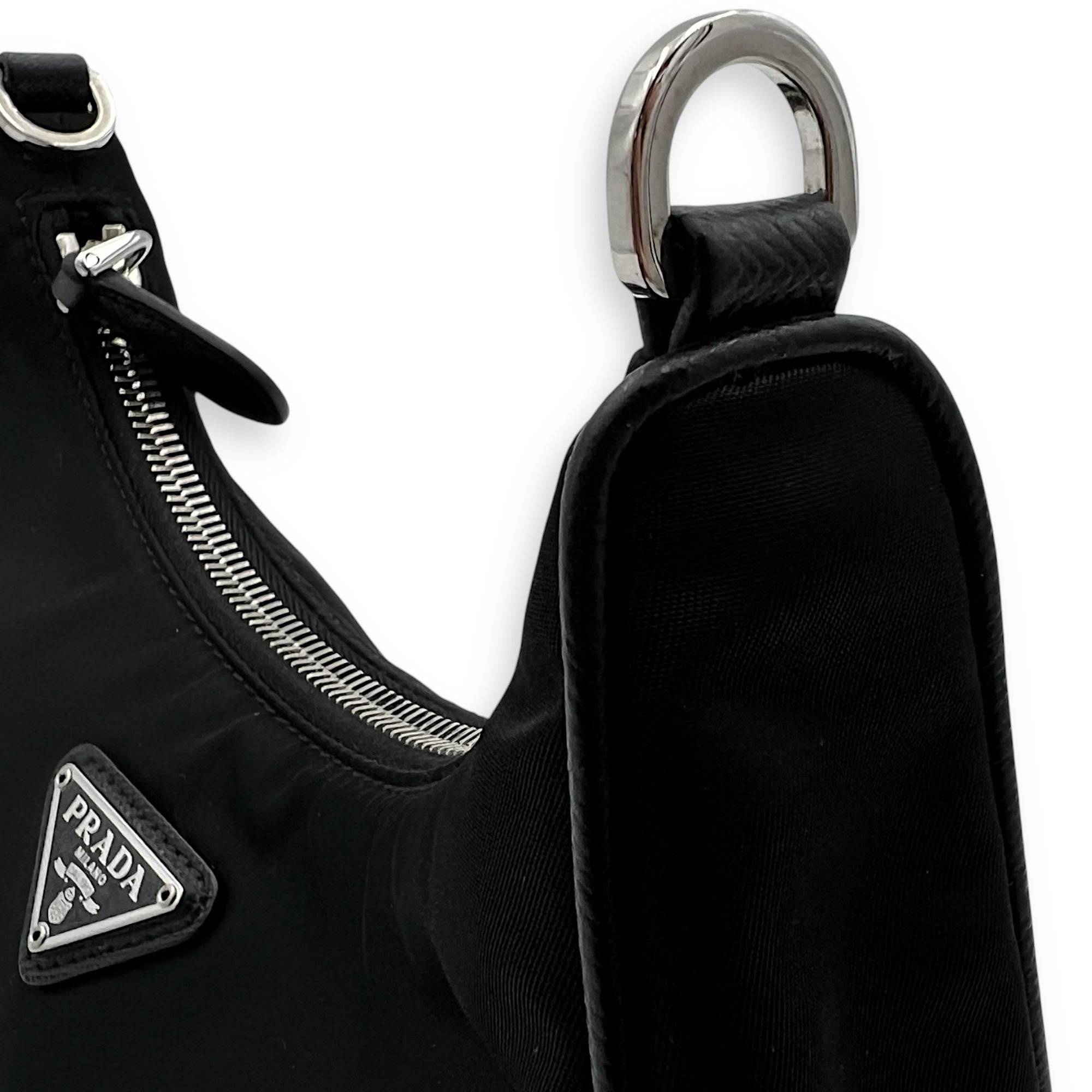 Prada Re-Edition 2005 Crossbody Bag Black in Re-Nylon, Silver hardware_11