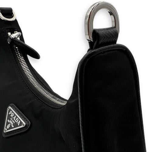 Prada Re-Edition 2005 Crossbody Bag Black in Re-Nylon, Silver hardware_11