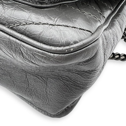 Saint Laurent Niki Shoulder Bag Grey in Calfskin, Ruthenium hardware_11