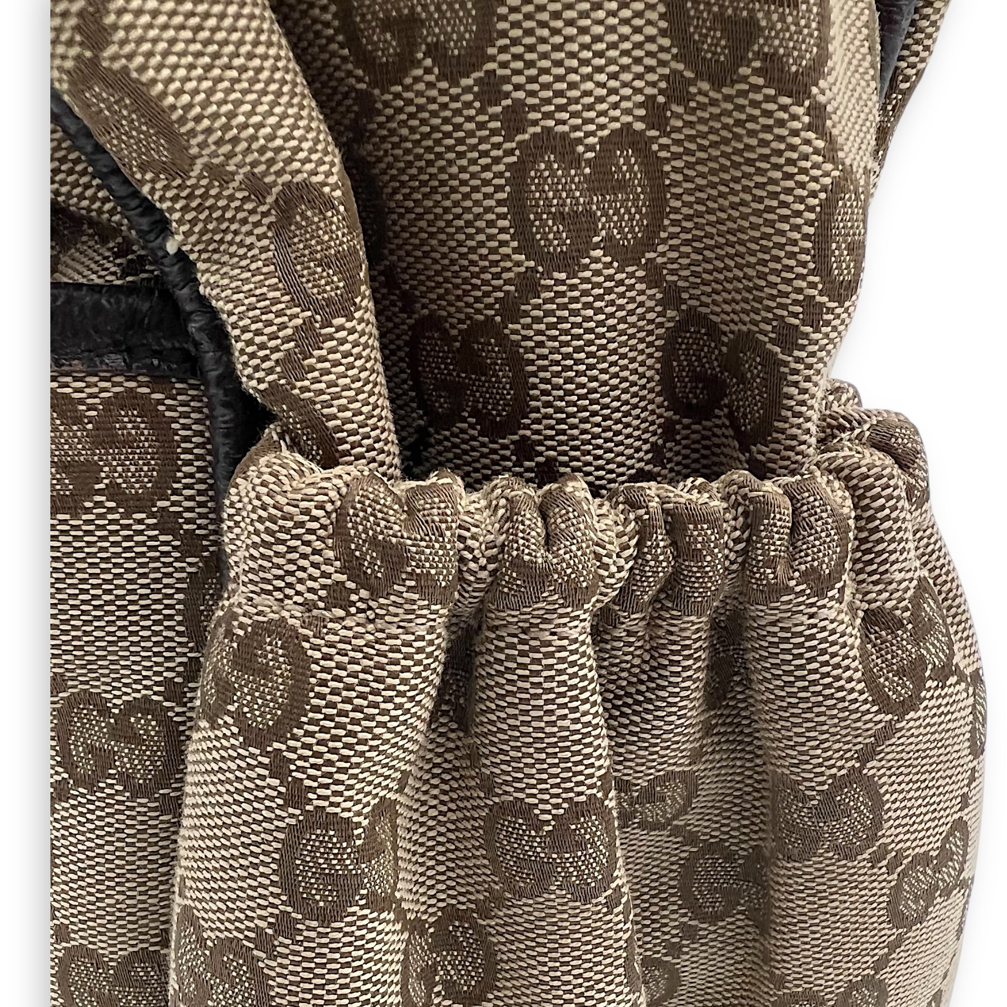 Gucci GG Shoulder Bag Brown in Canvas, Silver hardware_11
