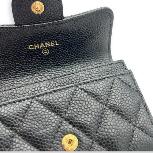 Chanel CC Card Holder Black in Caviar Leather, Gold hardware_11