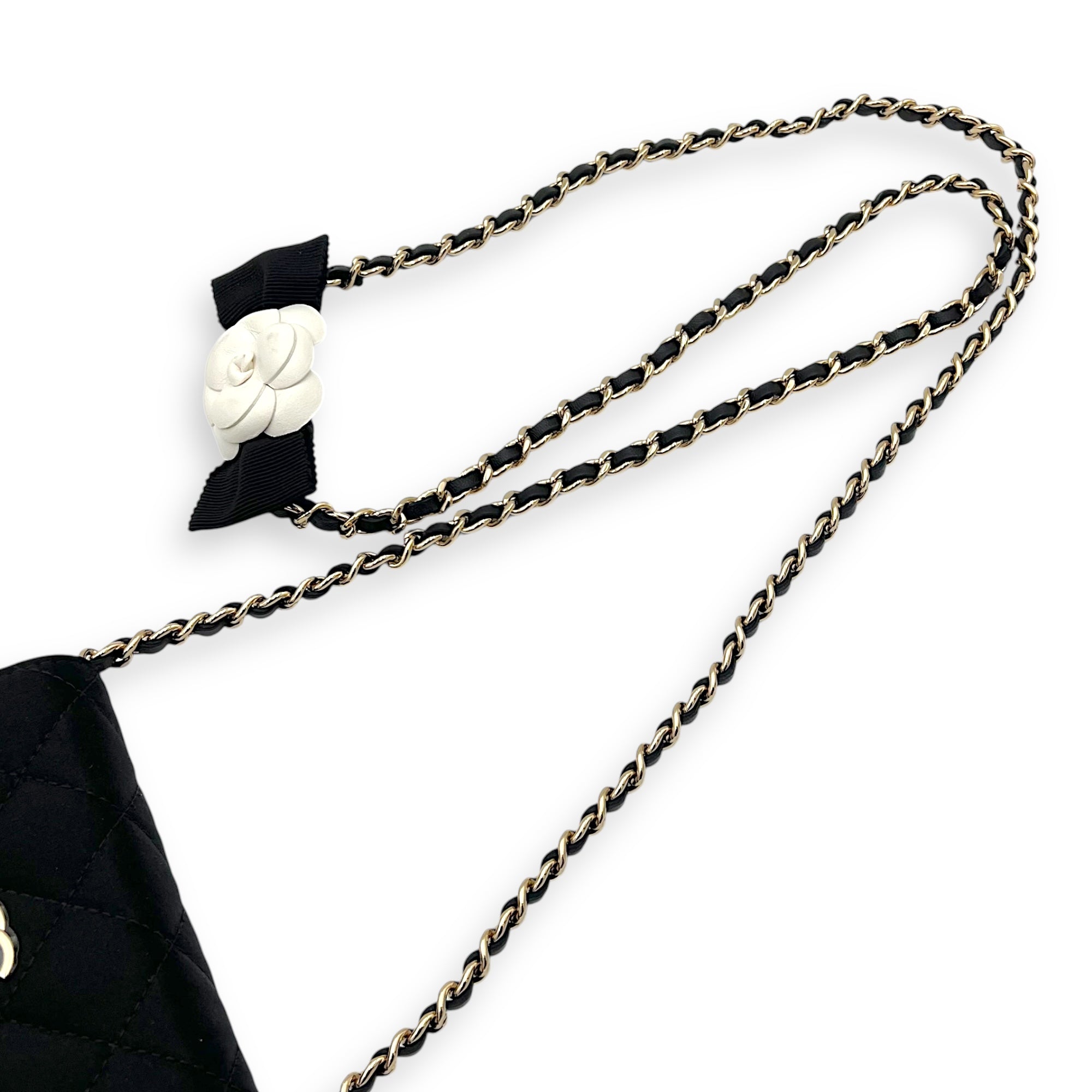 Chanel VIP Gift CC Wallet On Chain Black in Satin, Gold hardware_11