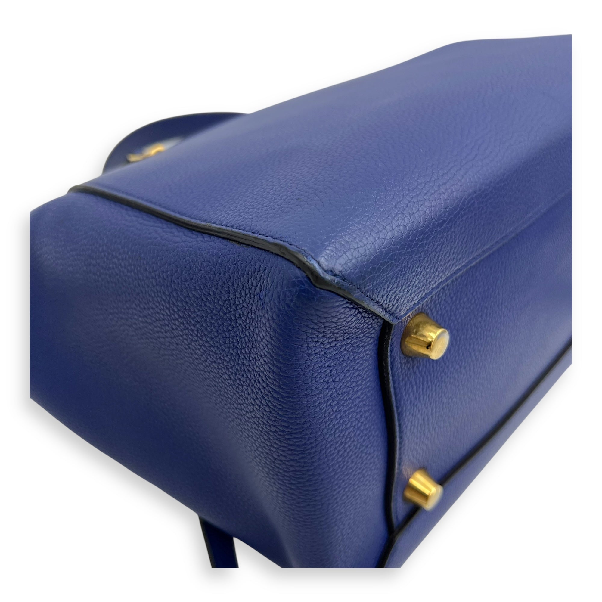Celine Belt Bag Top Handle Bag Blue in Calfskin, Gold hardware_3