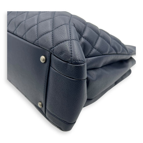 Chanel CC Tote Bag Blue in Caviar Leather, Ruthenium hardware_11