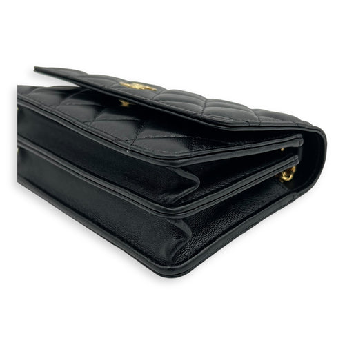 Chanel CC Curb Thick Chain Wallet On Chain Black in Lambskin, Gold hardware_9