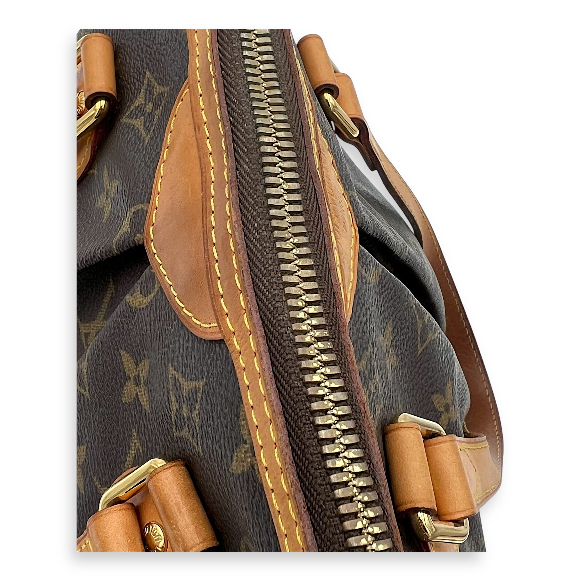 Louis Vuitton Palermo Top Handle Bag PM Brown in Monogram Coated Canvas, Gold hardware_5