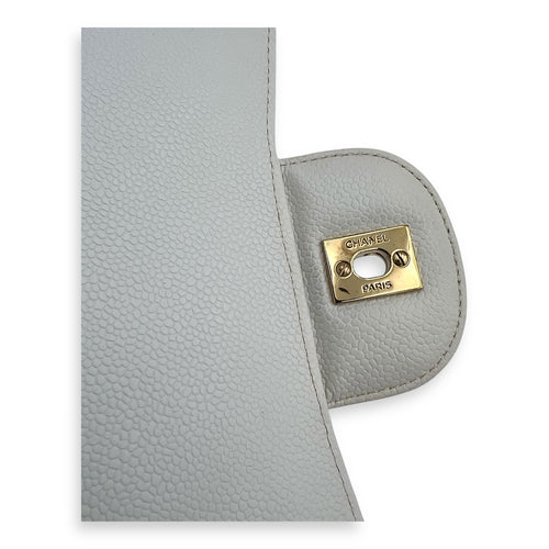 Chanel Classic Shoulder Bag Jumbo White in Caviar Leather, Gold hardware_1