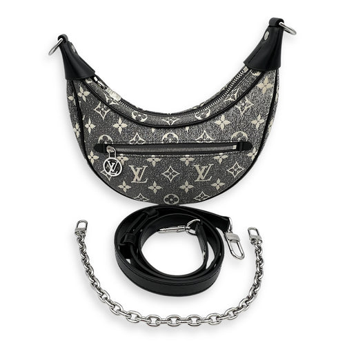 Louis Vuitton Loop Shoulder Bag Black in Denim, Silver hardware_2