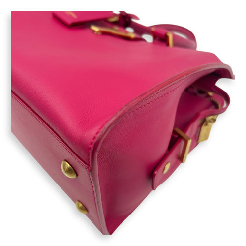 Saint Laurent Chyc Top Handle Bag Pink in Calfskin, Gold hardware_9