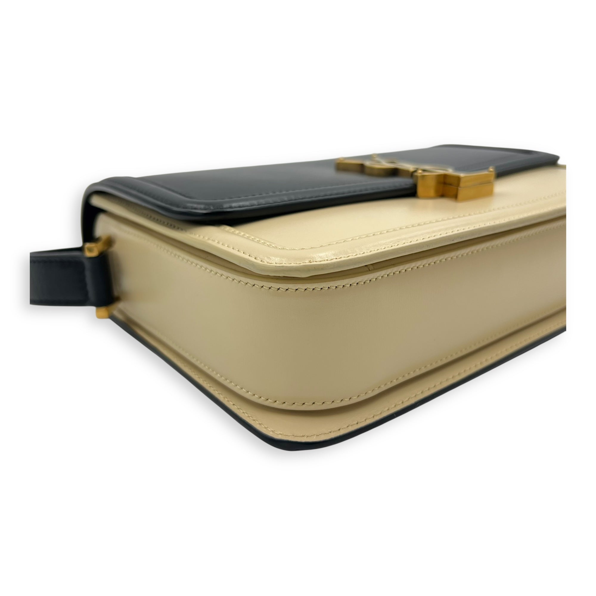 Saint Laurent Solferino Shoulder Bag Black & White in Calfskin, Gold hardware_10