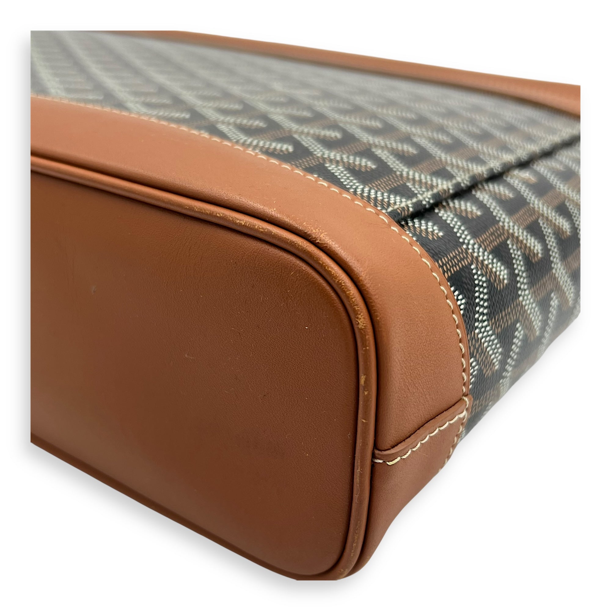 Goyard Citadine PM Brown Top Handle Bag in Coated Canvas, Silver hardware_13