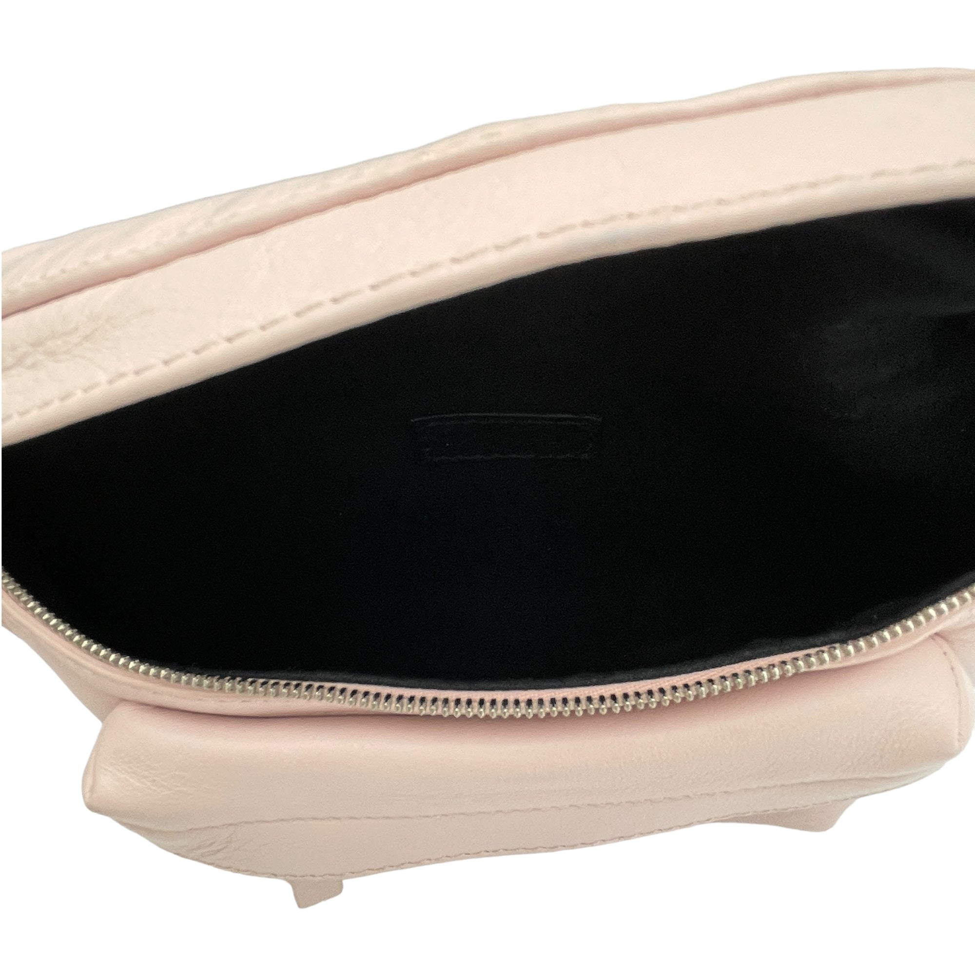 Logo NA Belt Bag Pink in Calfskin, Silver