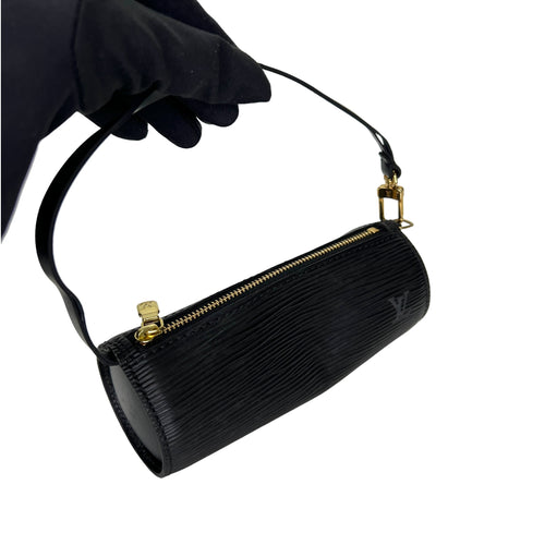 Soufflot Black Top Handle Bag in Epi Leather, Gold hardware