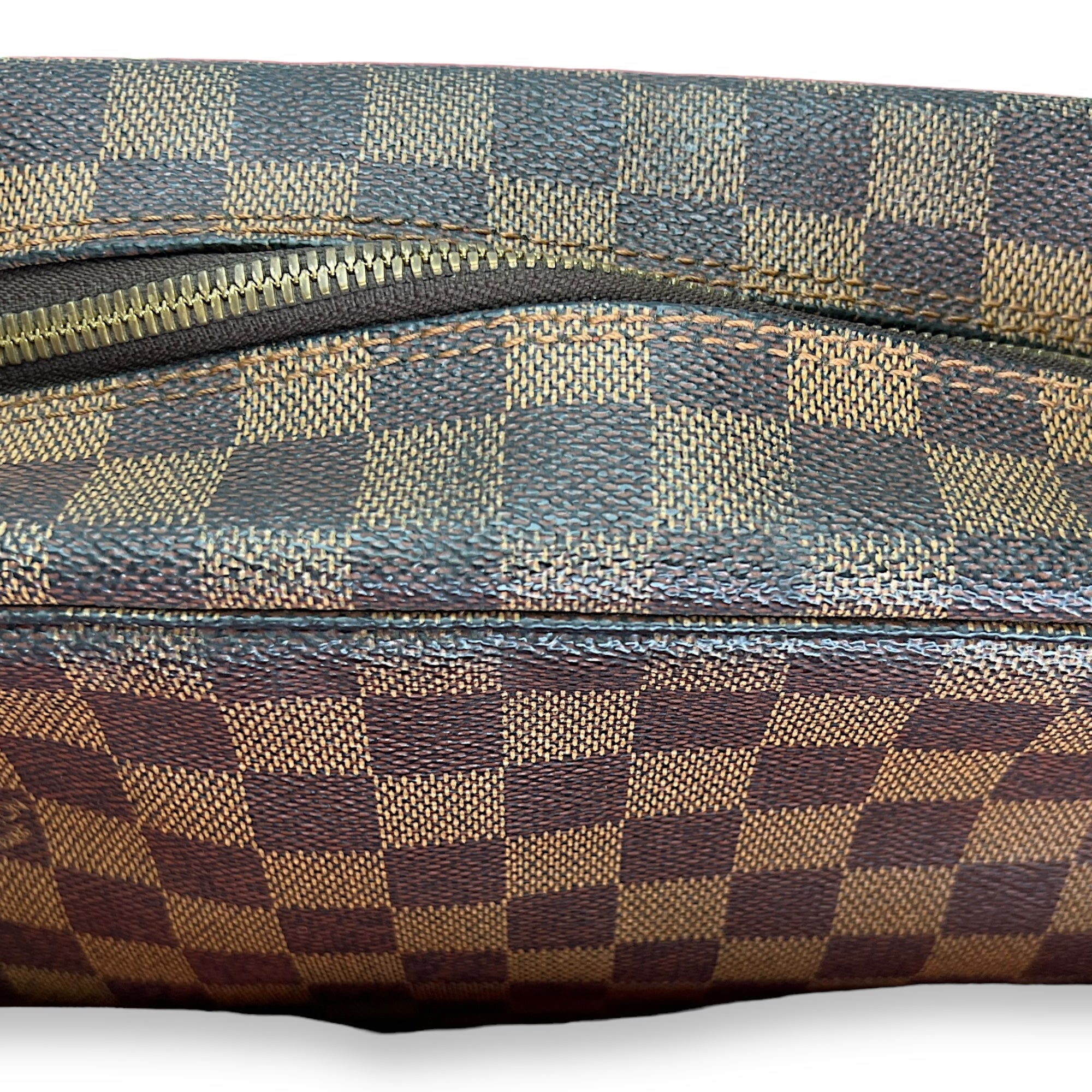 Naviglio Damier Ebene Messenger in Coated Canvas, Gold hardware