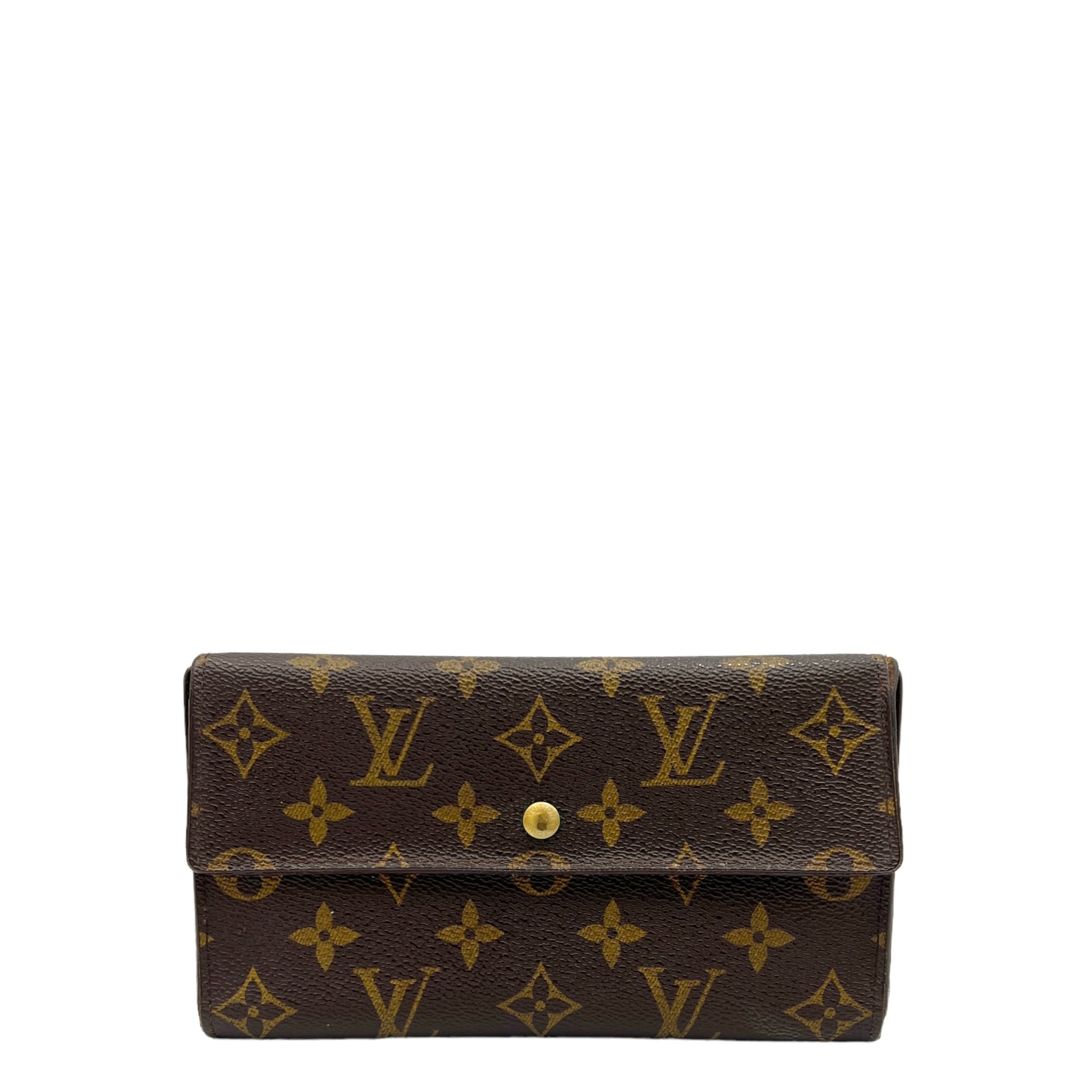 Vintage Wallet Brown in Monogram Coated Canvas, Gold hardware