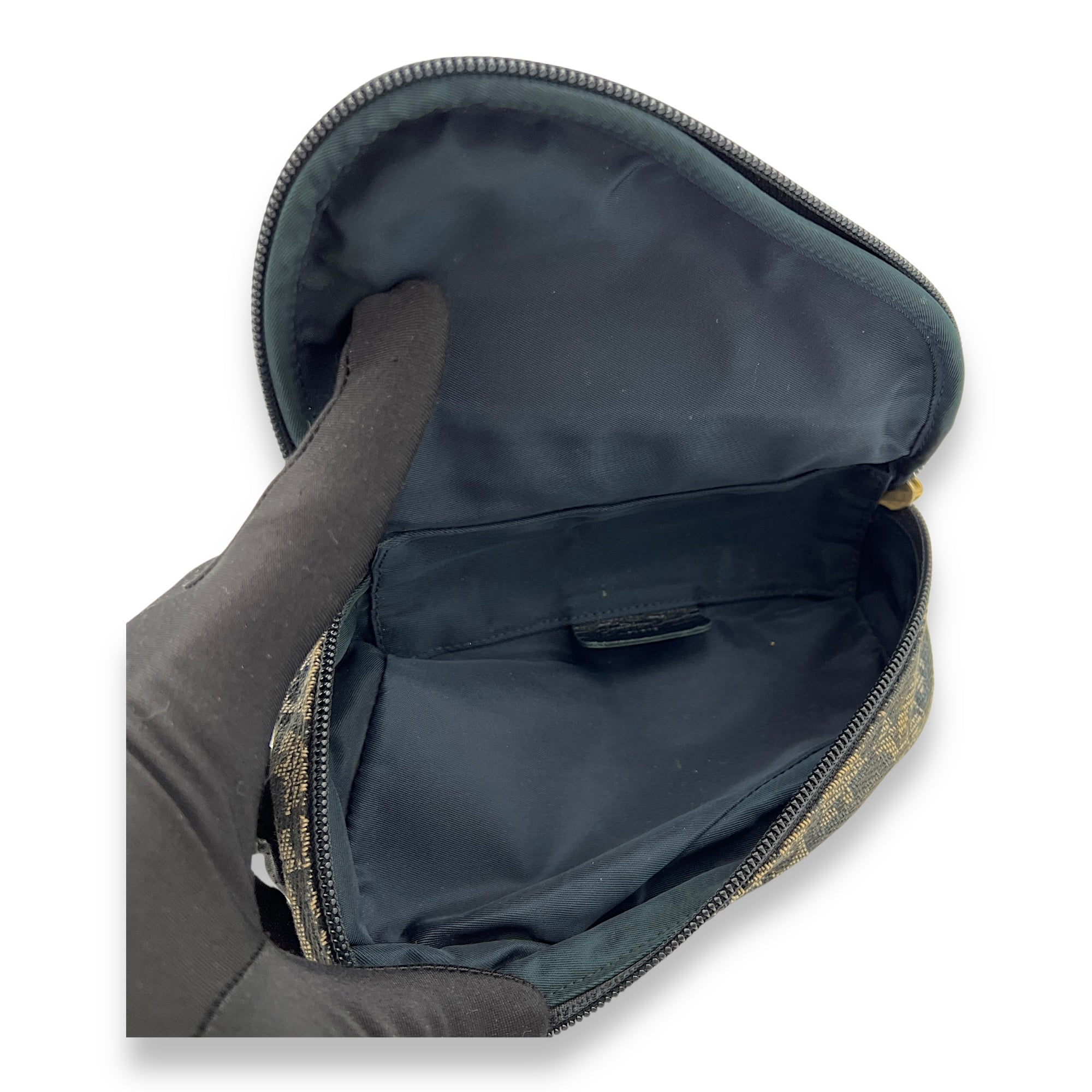 Saddle Pouch Blue in Jacquard, Gold hardware