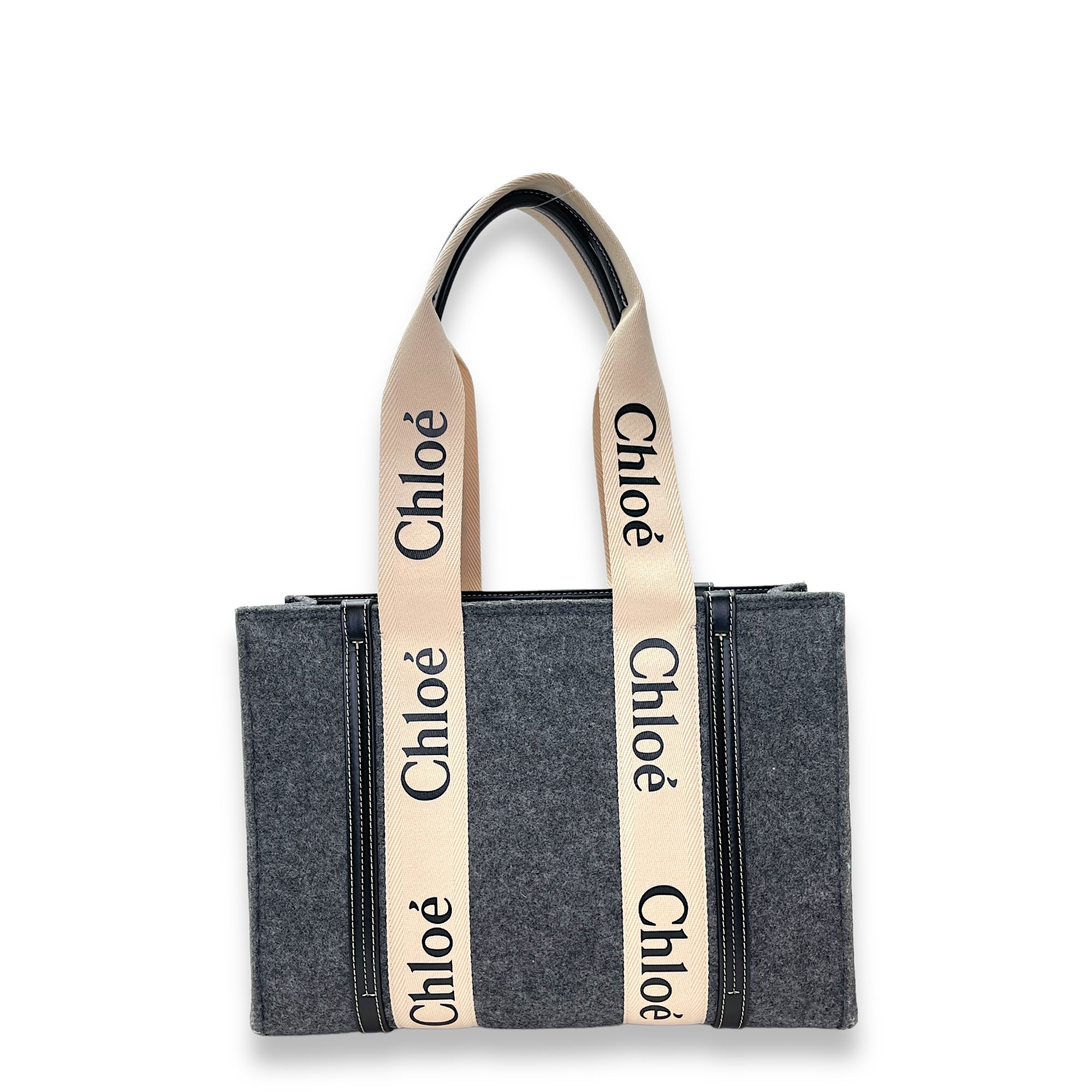 Woody Medium Grey Tote Bag in Felt Fabric