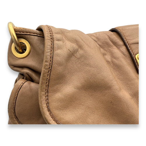 Coffer Brown Top Handle Bag in Calfskin, Gold hardware