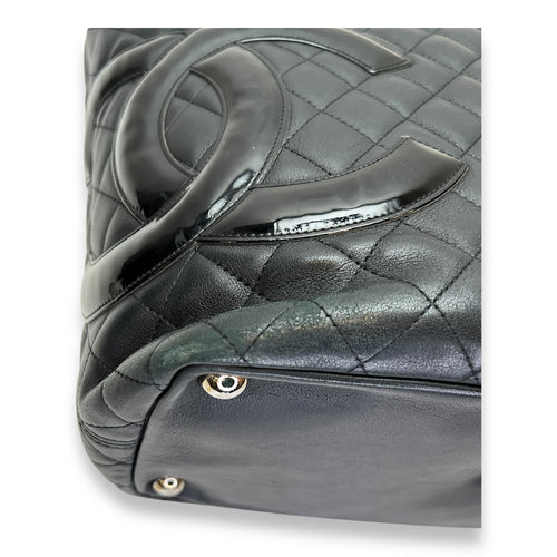 Cambon Tote Bag  Black in Lambskin , Silver Hardware