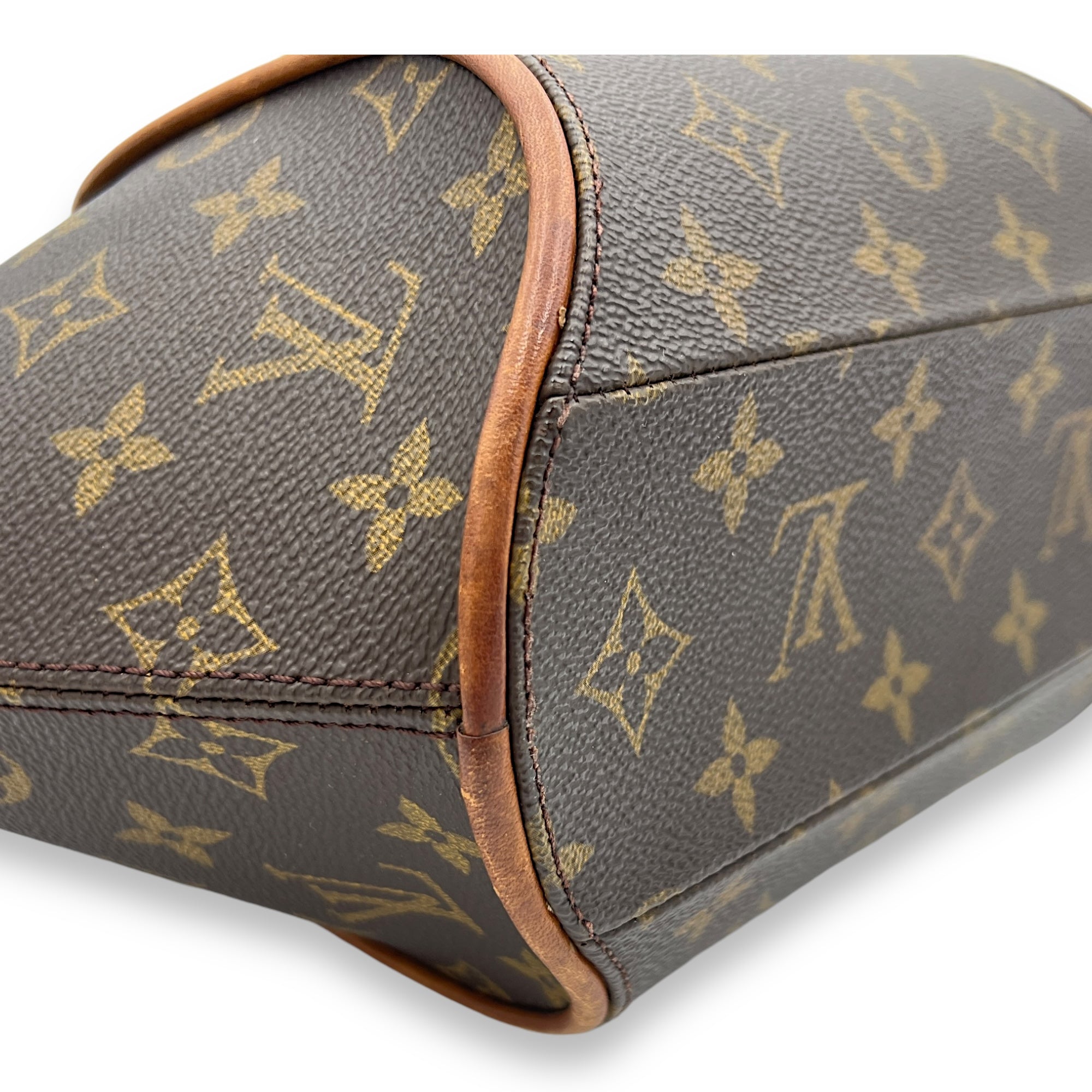 Ellipse Top Handle Bag Brown in Monogram Coated Canvas, Gold hardware