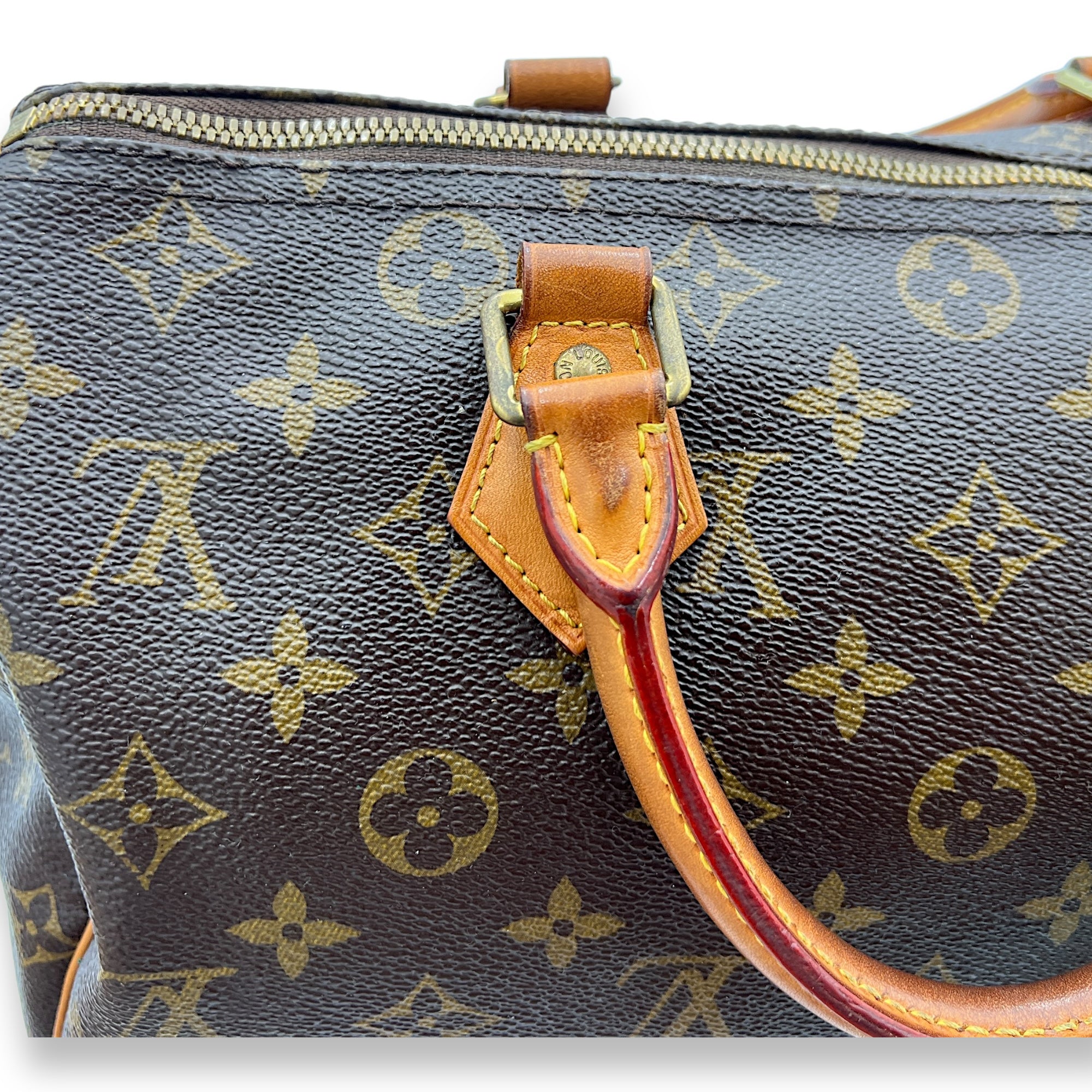 Speedy Bandouliere Top Handle Bag 30 Brown in Monogram Coated Canvas, Gold hardware