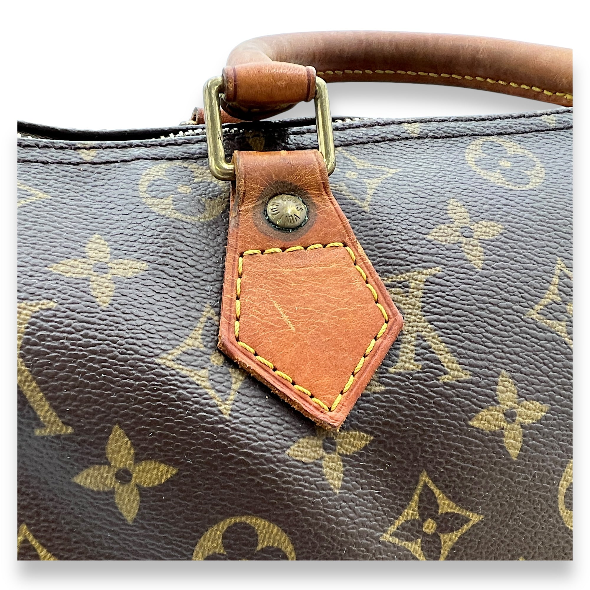 Speedy Top Handle Bag 30 Brown in Monogram Coated Canvas, Gold hardware