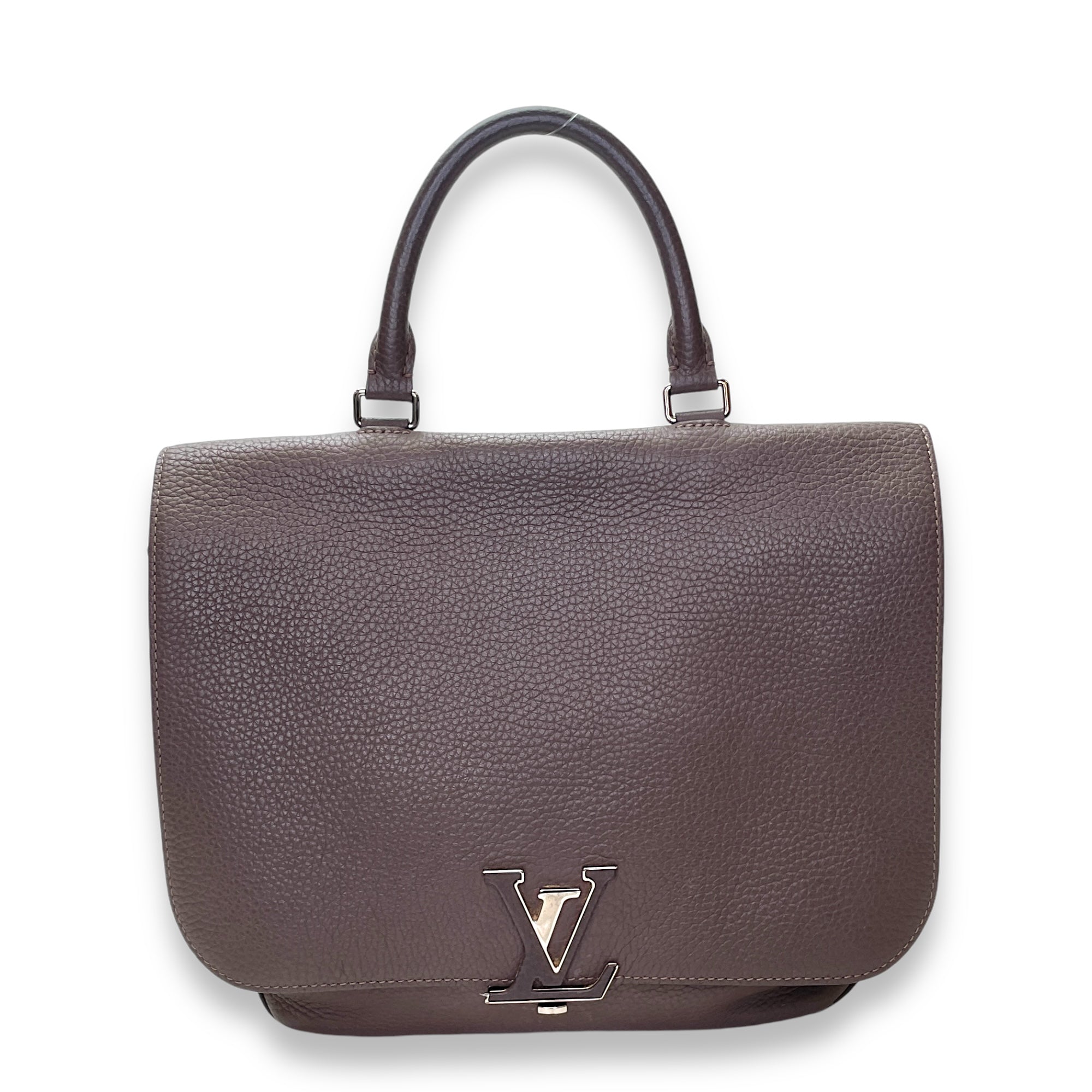 Volta Top Handle Bag Brown in Taurillon Leather, Silver hardware