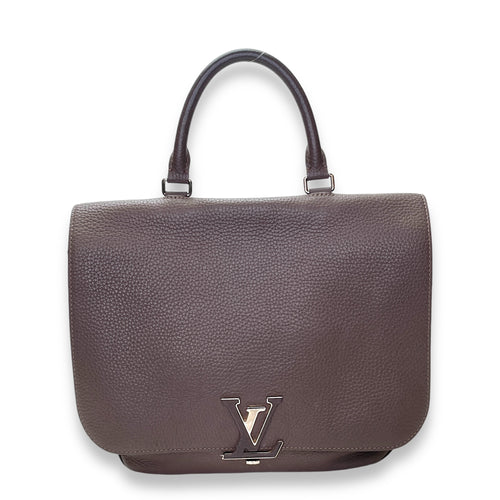 Volta Top Handle Bag Brown in Taurillon Leather, Silver hardware