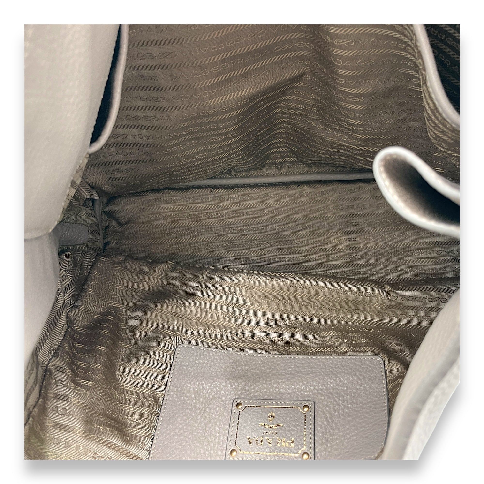 Logo Beige Top Handle Bag in Calfskin, Gold hardware