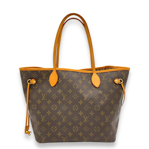 Neverfull MM Brown Tote Bag in Monogram Coated Canvas, Gold hardware