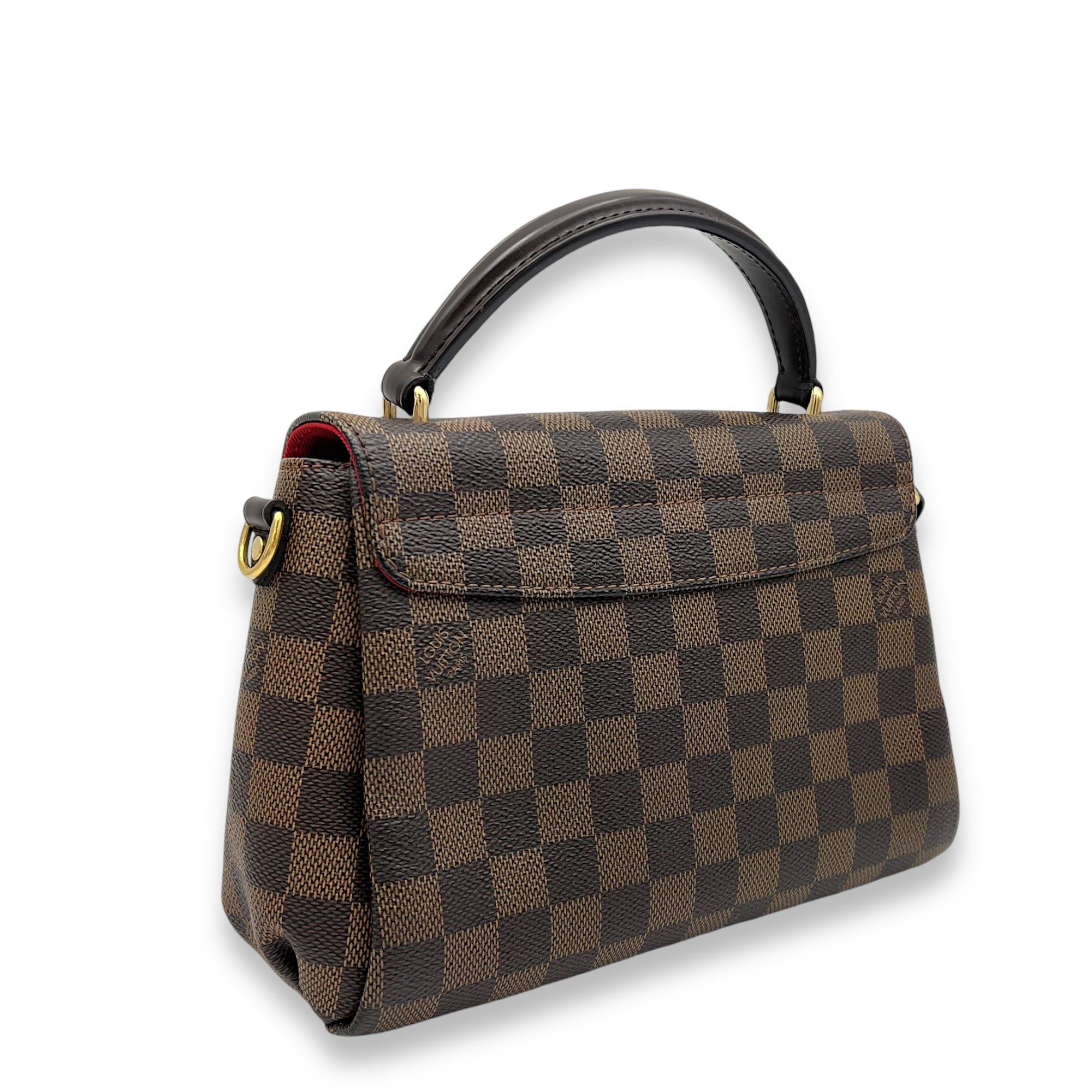 Croisette Damier Azur Top Handle Bag in Coated Canvas, Gold hardware