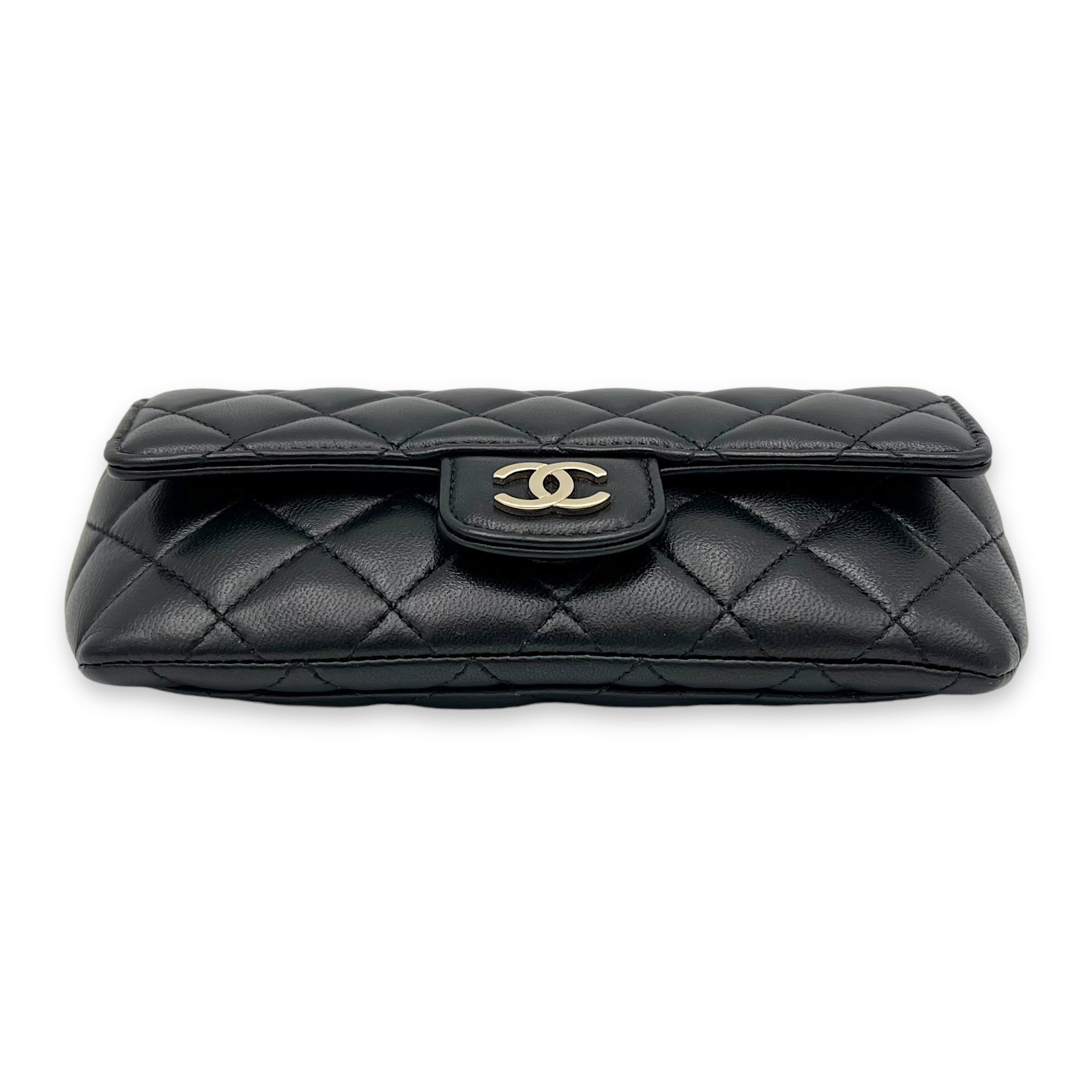 Classic Glasses Flap Case Black Crossbody Bag in Lambskin, Silver hardware