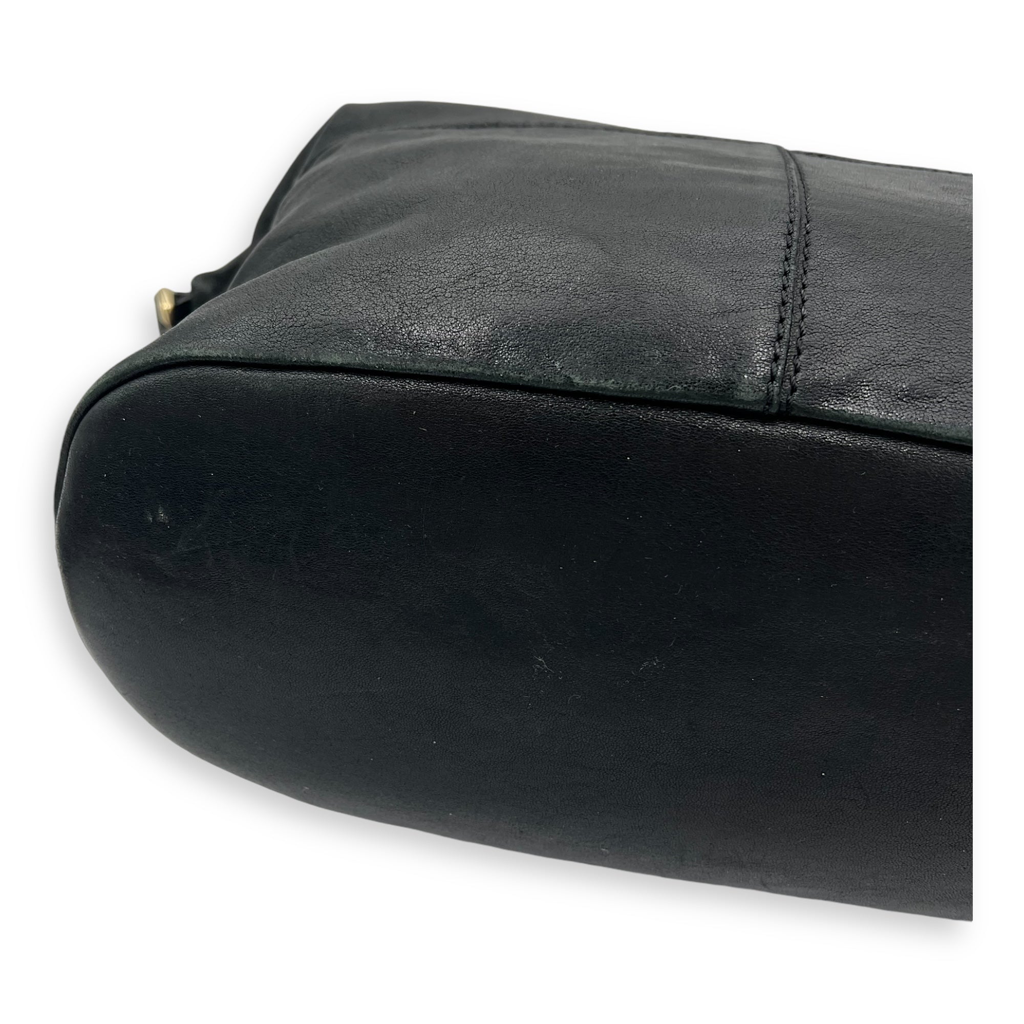 Nightingale Black Top Handle Bag in Lambskin, Gold hardware