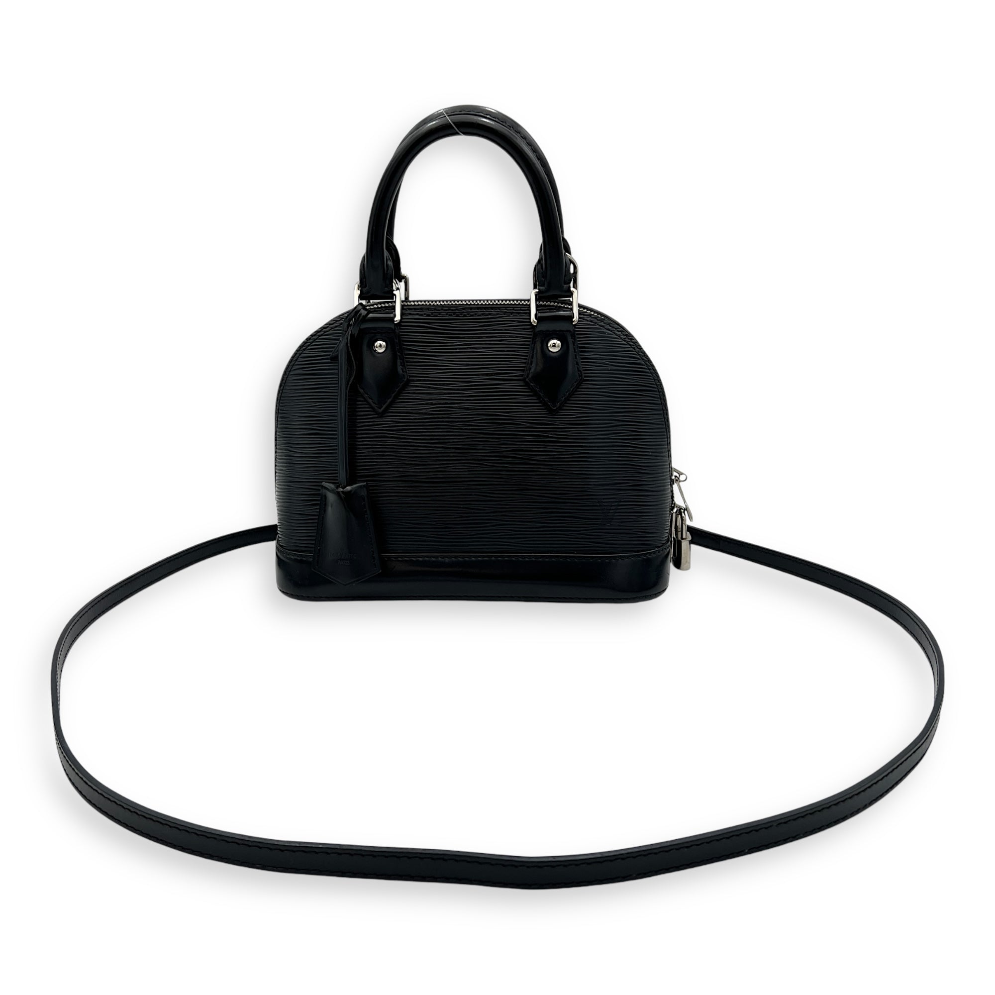 Alma Top Handle Bag BB Black in Epi Leather, Silver hardware