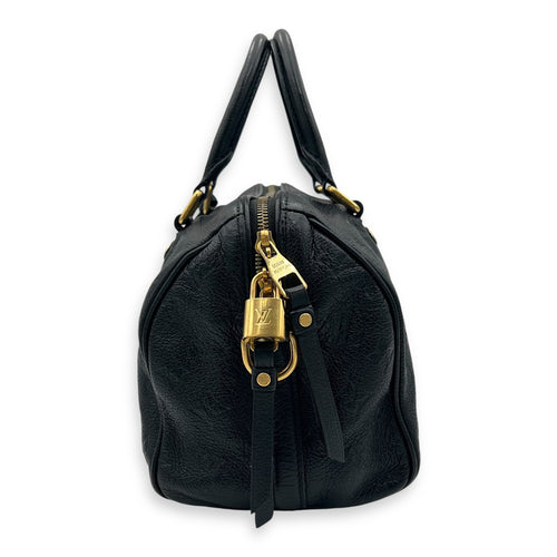 Speedy 25 Black Top Handle Bag in Empreinte Leather, Gold hardware