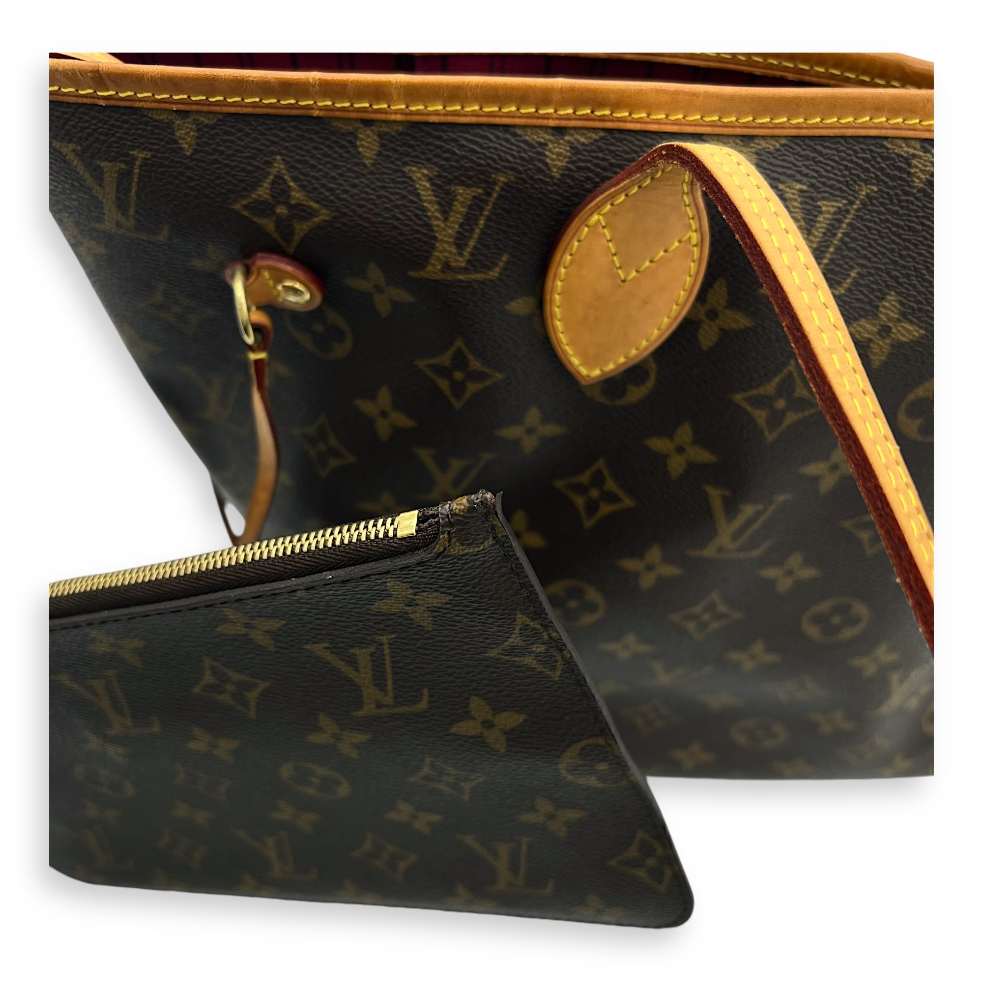 Neverfull Tote Bag MM Brown in Monogram Coated Canvas, Gold hardware