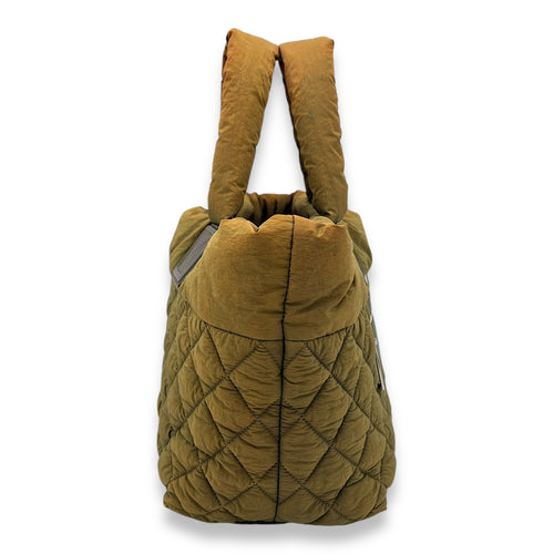 Coco Cocoon Top Handle Bag Green in Nylon, Silver hardware