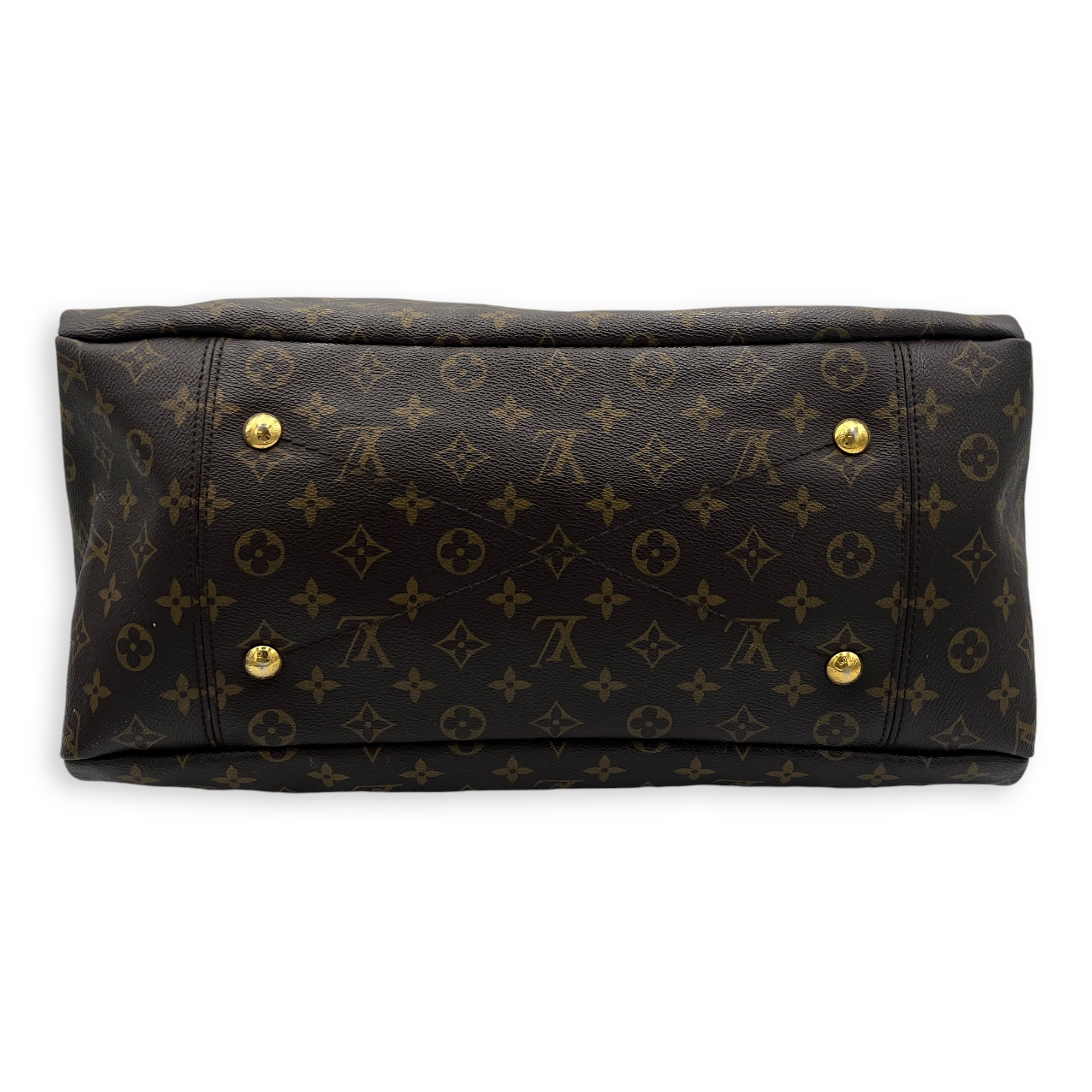 Artsy Top Handle Bag Brown in Monogram Coated Canvas, Gold hardware