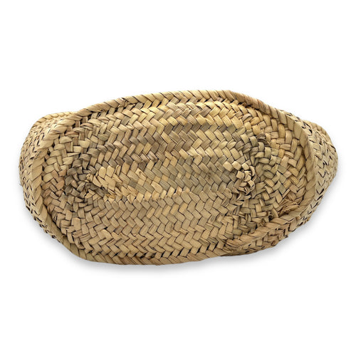 Basket Top Handle Bag Beige in Raffia, Gold hardware