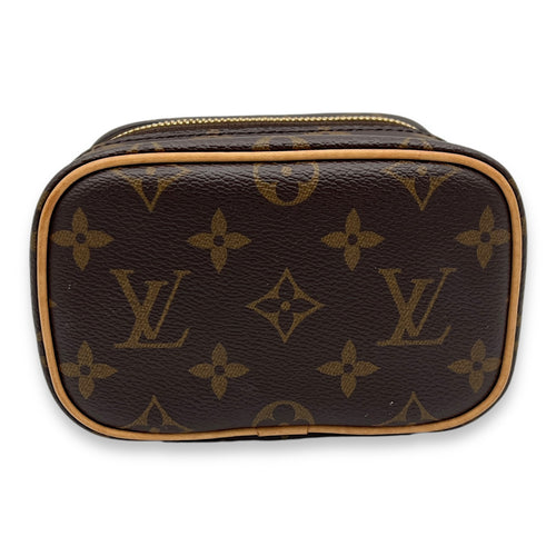 Nice Vanity Bag Nano Brown in Monogram Coated Canvas, Gold hardware