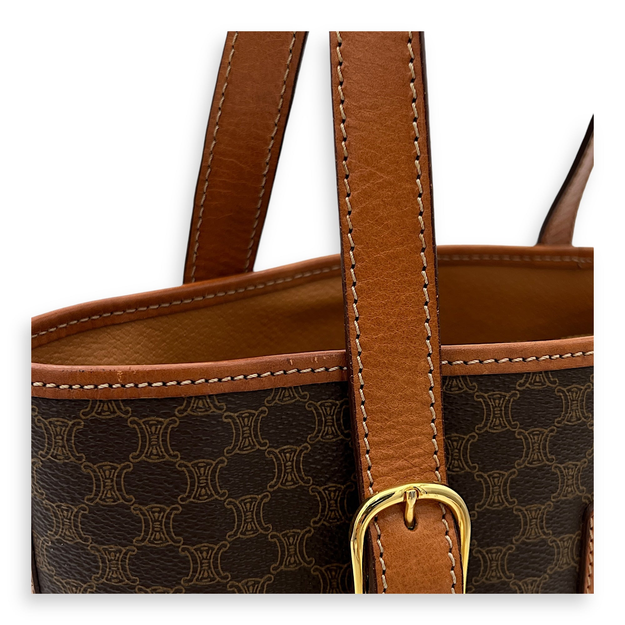 Macadam Tote Bag Brown in Coated Canvas, Gold hardware