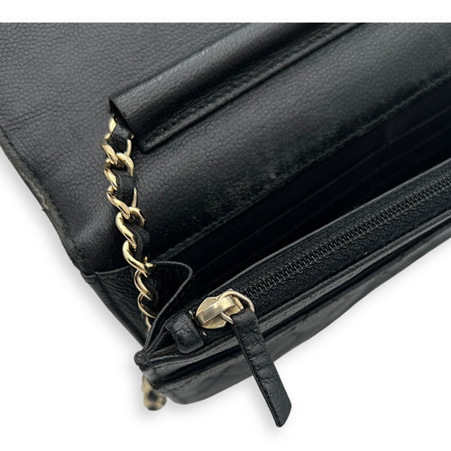 Boy Wallet On Chain Black in Caviar Leather, Gold hardware